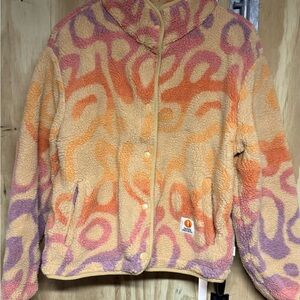 Colorful Sherpa Jacket with Swirl Pattern